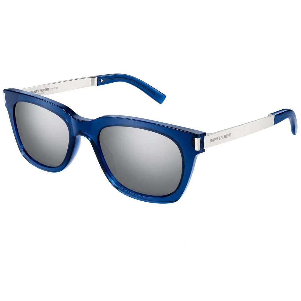 Saint Laurent Women SL 582 Rectangular Blue / Silver Sunglasses