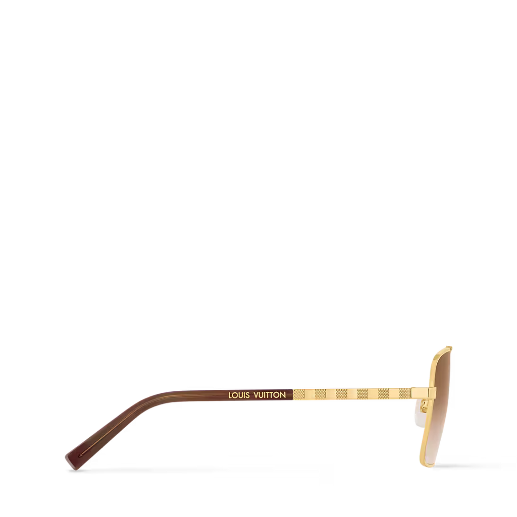 Louis Vuitton Men Square Frame Shiny Gold Sunglasses