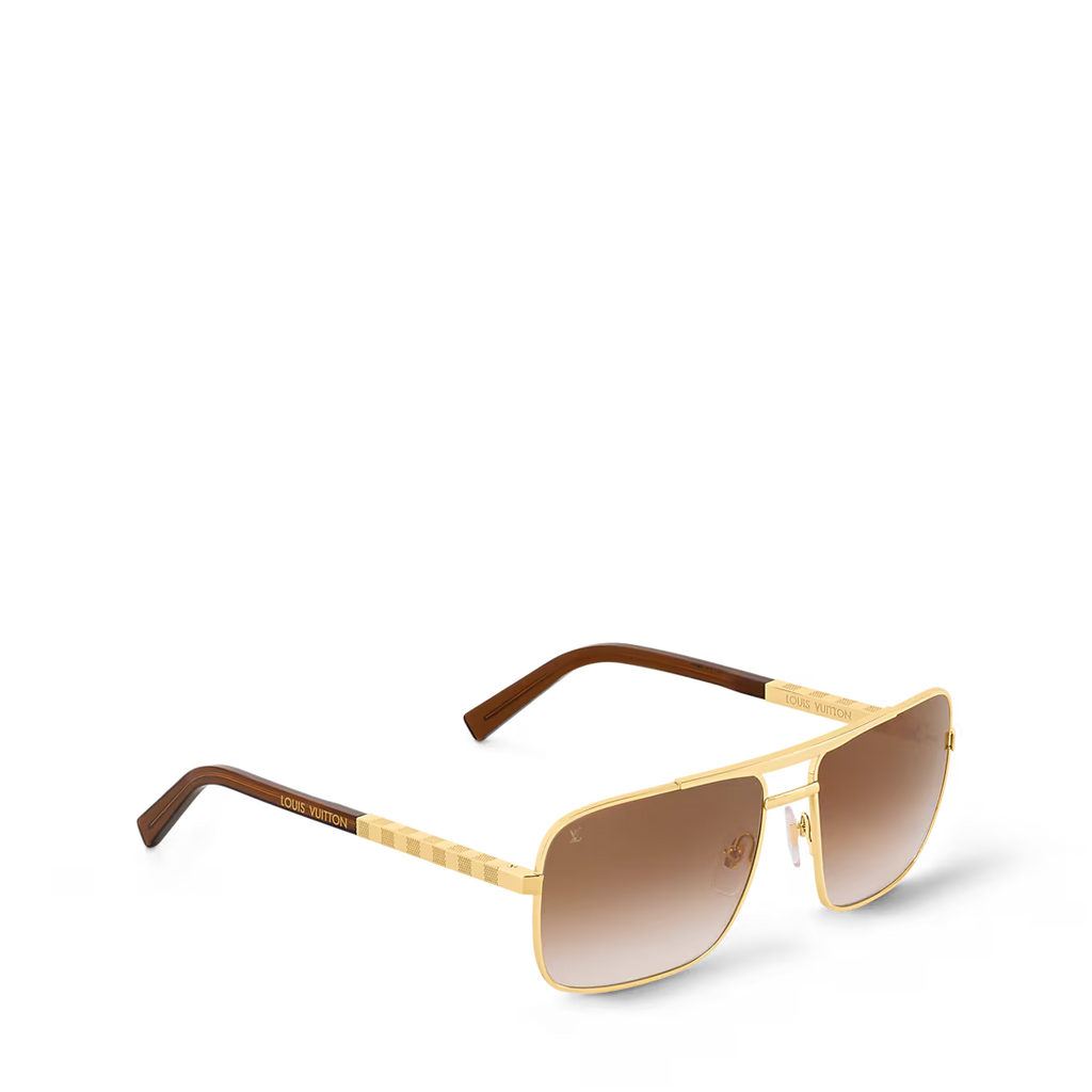 Louis Vuitton Men Square Frame Shiny Gold Sunglasses