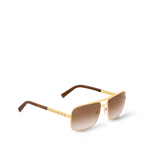 Louis Vuitton Men Square Frame Shiny Gold Sunglasses