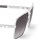 Louis Vuitton Men Square Frame Shiny Silver Sunglasses
