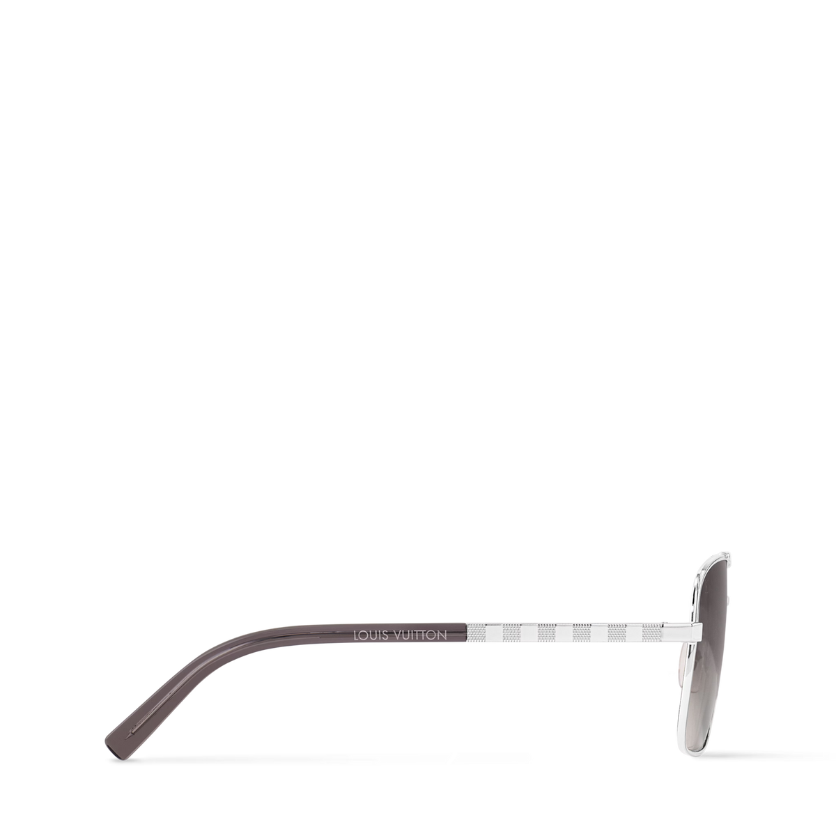 Louis Vuitton Men Square Frame Shiny Silver Sunglasses
