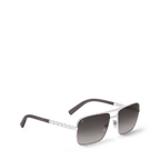 Louis Vuitton Men Square Frame Shiny Silver Sunglasses