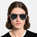 Louis Vuitton Men Pilot Frame Silver Sunglasses
