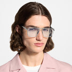 Louis Vuitton Men Square Frame Natural Silver Sunglasses