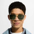 Louis Vuitton Men Square Frame Natural Gold Sunglasses