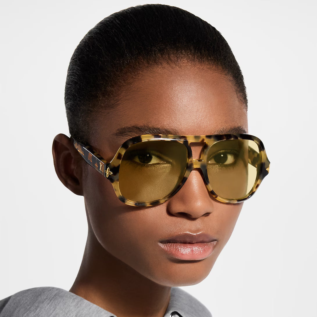 Louis Vuitton Women Aura Flower Square Pilot Sunglasses