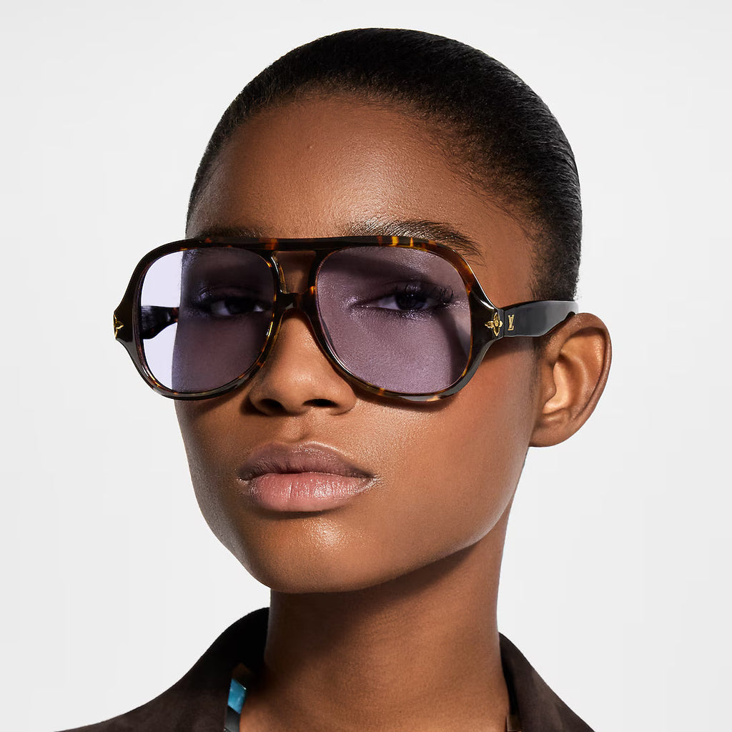 Louis Vuitton Women Aura Flower Square Pilot Sunglasses