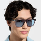 Louis Vuitton Men Square Frame Transparent Grey Sunglasses