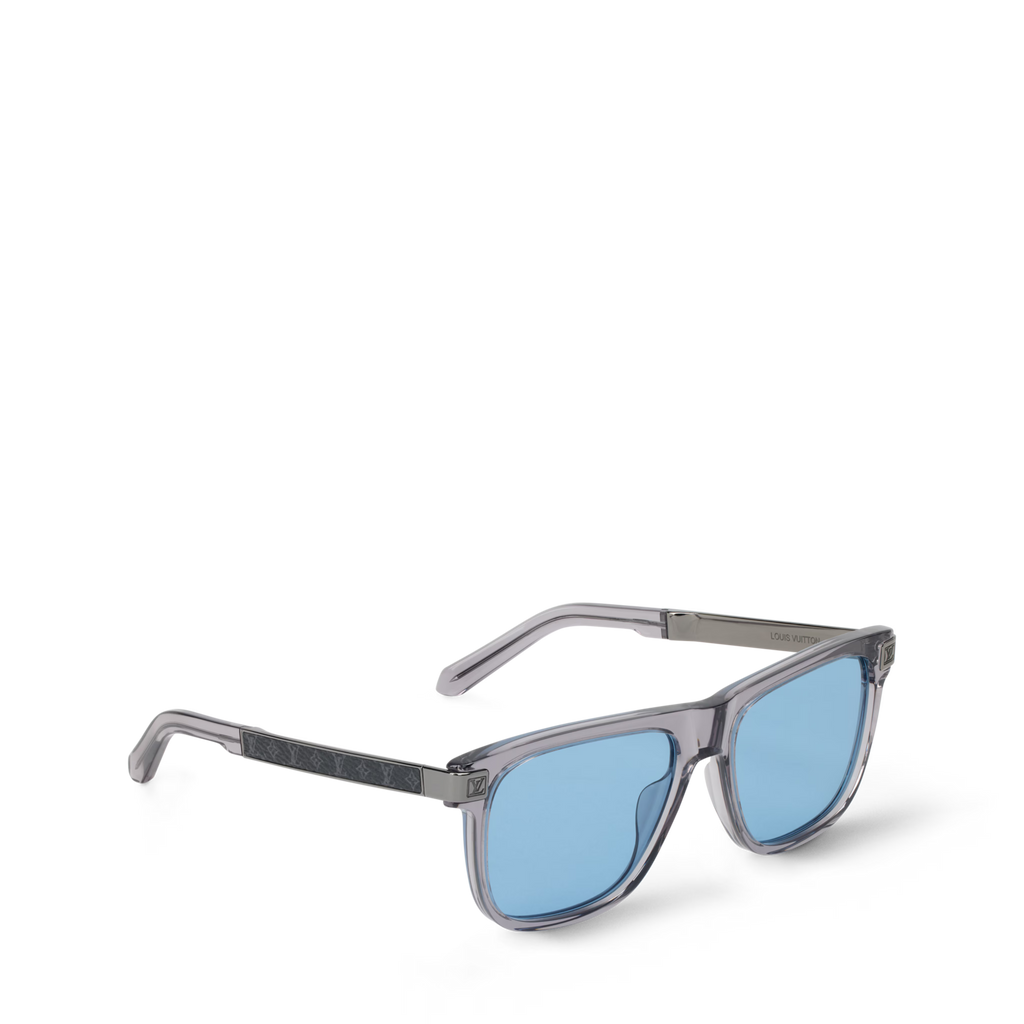 Louis Vuitton Men Square Frame Transparent Grey Sunglasses