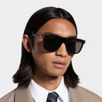 Louis Vuitton Men Square Frame Dusty Black Sunglasses