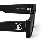 Louis Vuitton Men Square Frame Matt Shiny Black Sunglasses