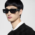 Louis Vuitton Men Square Frame Matt Shiny Black Sunglasses