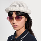 Louis Vuitton Women Rectangular Frame Shiny Gold Sunglasses