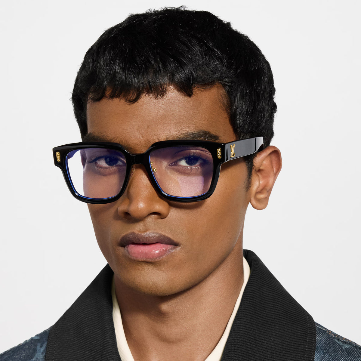 Louis Vuitton Men Square Frame Shiny Smoky Black Sunglasses