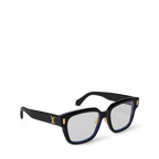 Louis Vuitton Men Square Frame Shiny Smoky Black Sunglasses