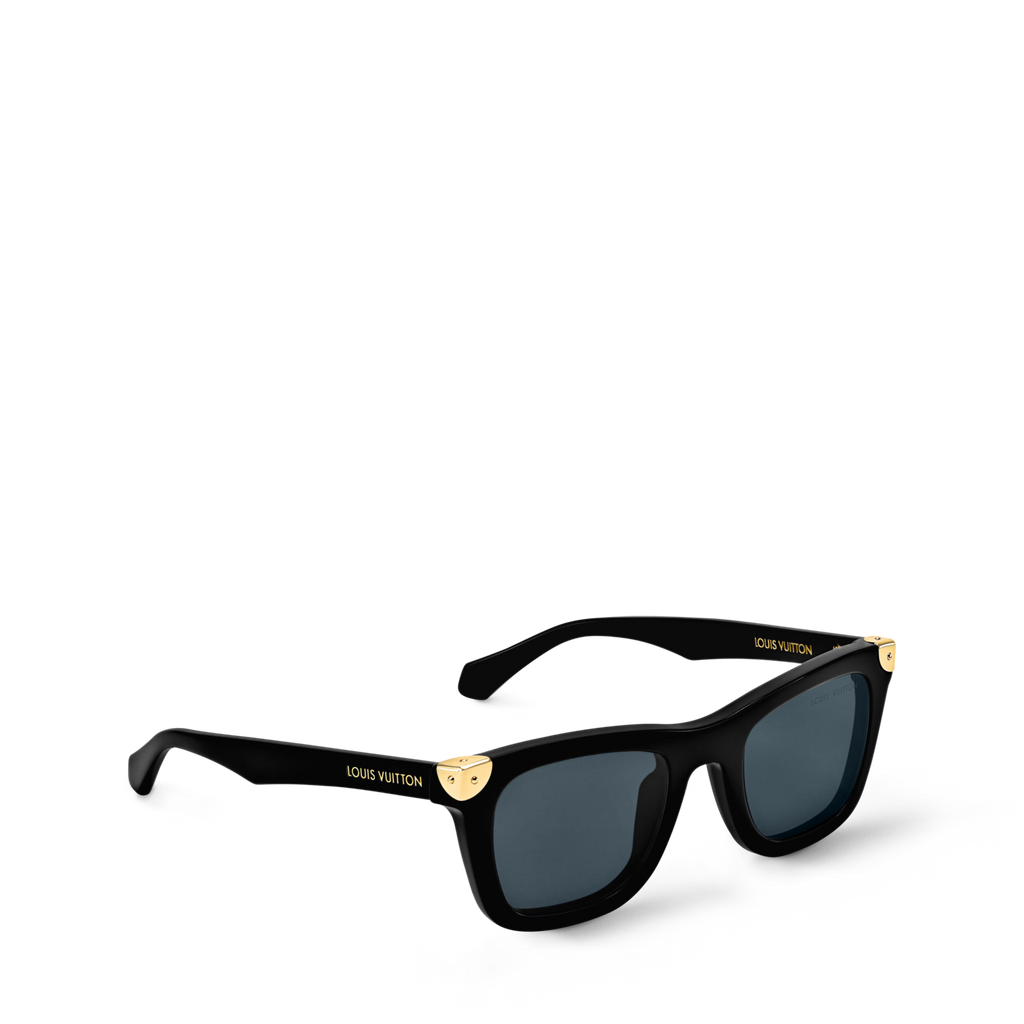Louis Vuitton Men Square Frame Shiny Smoky Black Sunglasses