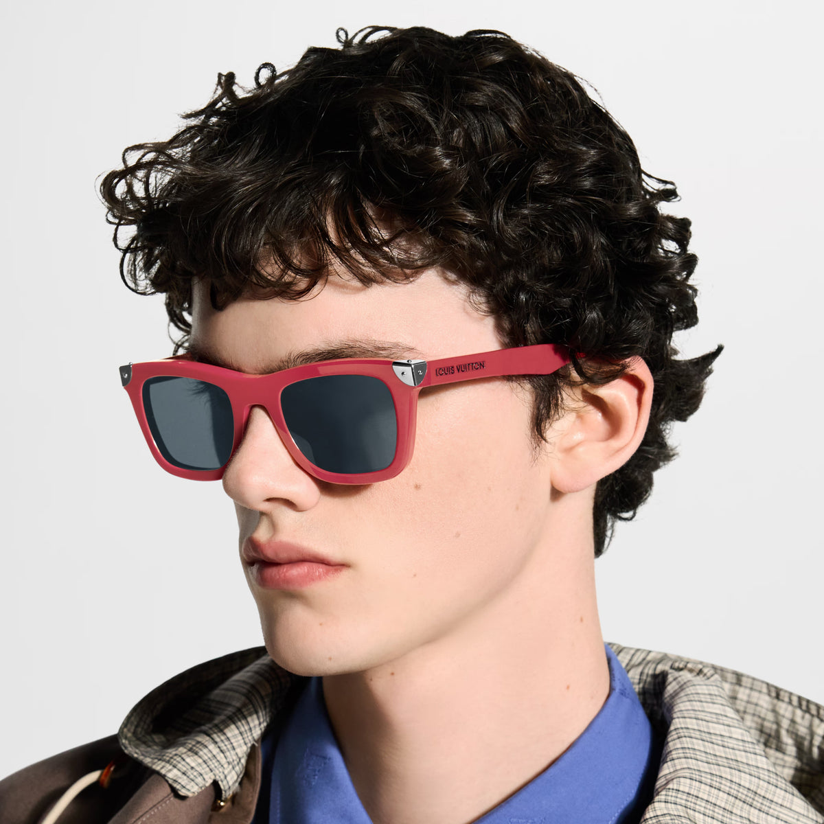 Louis Vuitton Men Square Frame Dusty Red Sunglasses