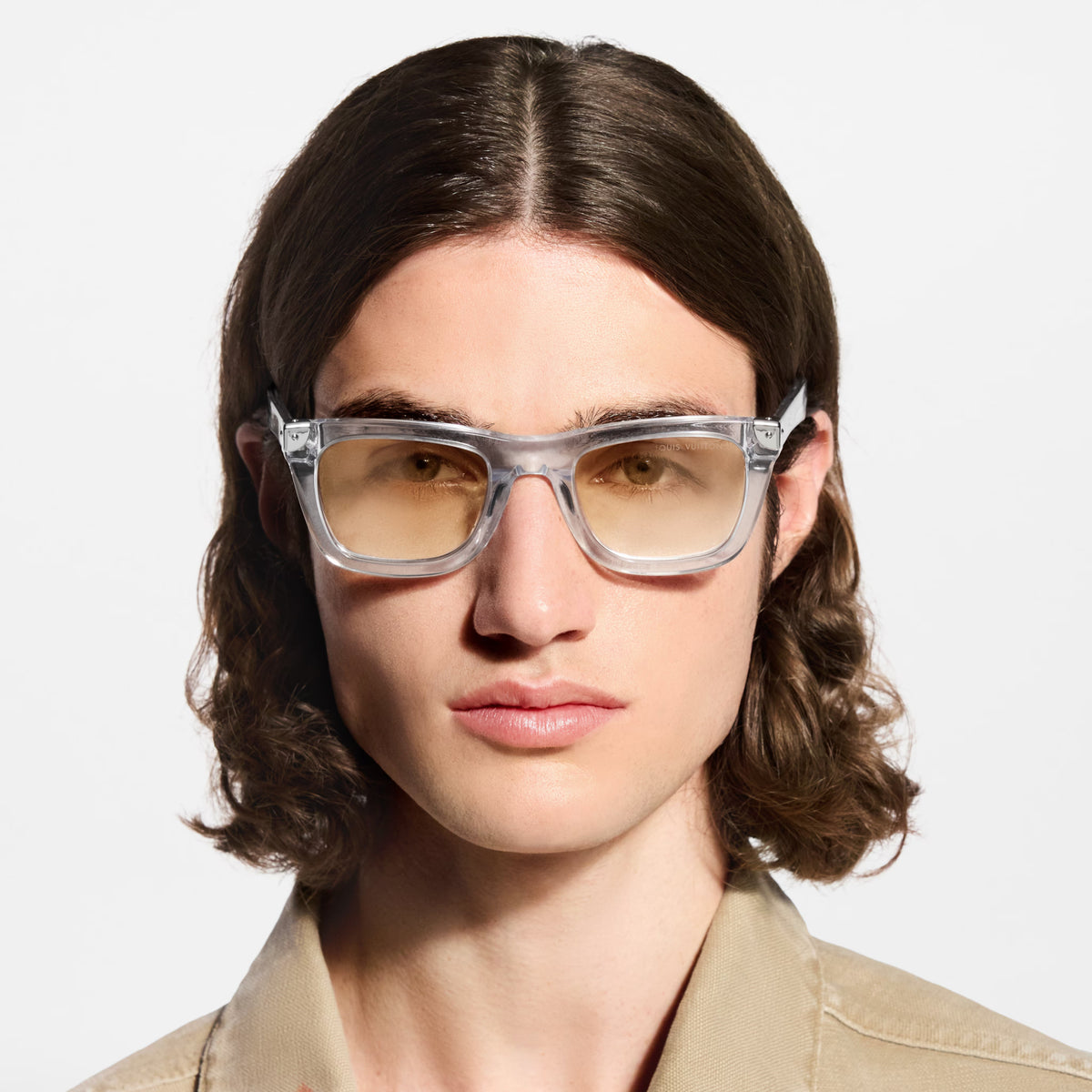 Louis Vuitton Men Square Frame Transparent Sunglasses