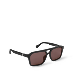 Louis Vuitton Men Square Frame Shiny Dusty Black Sunglasses
