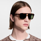 Louis Vuitton Men Square Frame Tortoise Sunglasses