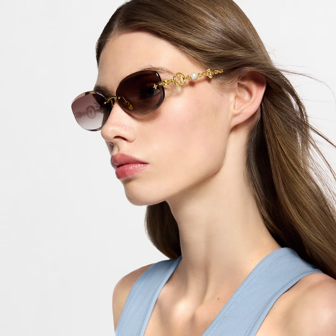 Louis Vuitton Women Jewel Pearl Oval Gold Sunglasses