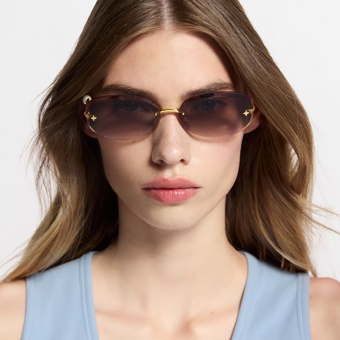 Louis Vuitton Women Jewel Pearl Oval Gold Sunglasses