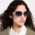 Louis Vuitton Women Square Frame Silver Sunglasses