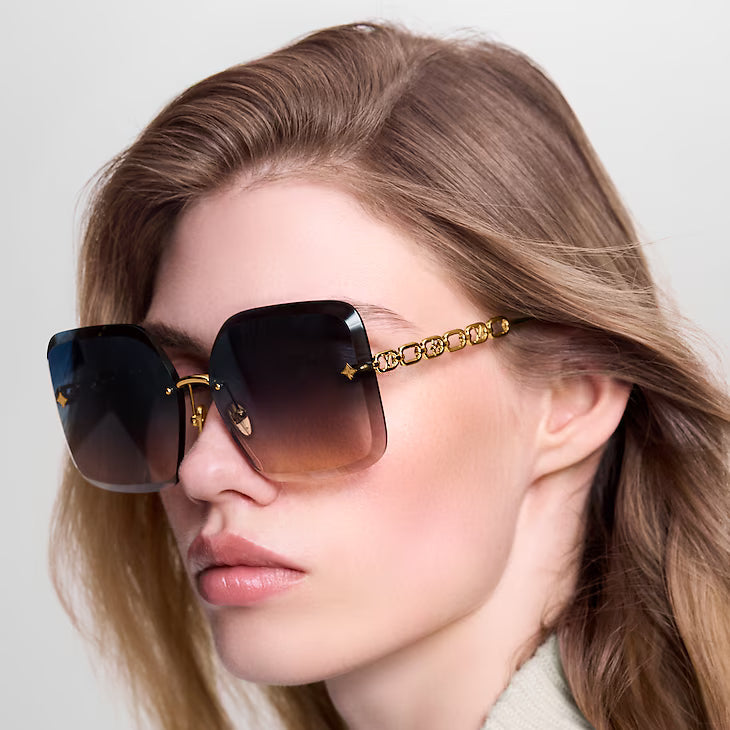 Louis Vuitton Women Square Frame Rich Gold Sunglasses