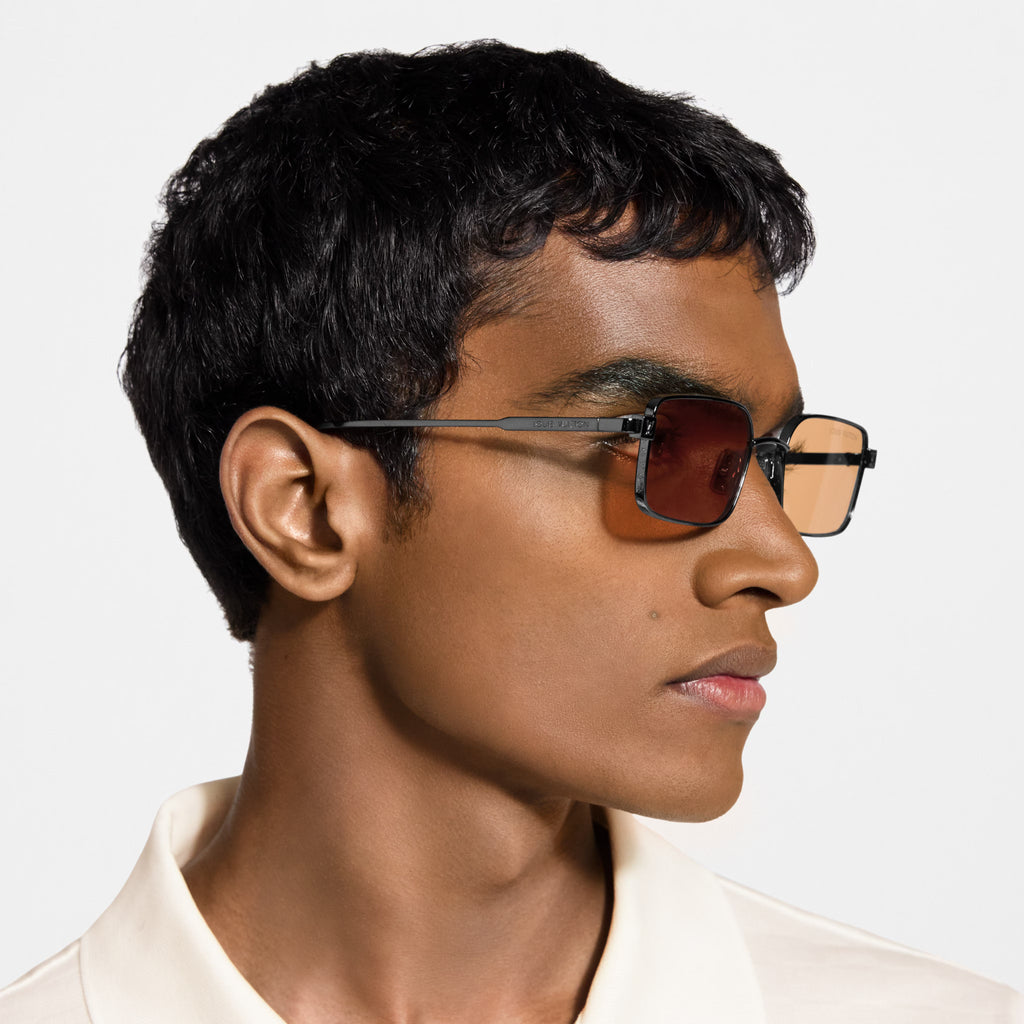Louis Vuitton Men Square Frame Coal Black Sunglasses