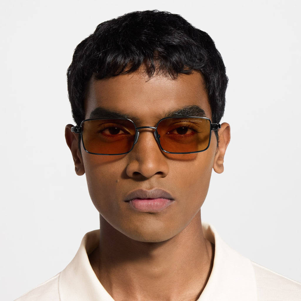 Louis Vuitton Men Square Frame Coal Black Sunglasses