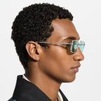 Louis Vuitton Men Square Frame Light Silver Sunglasses