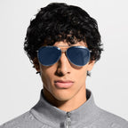 Louis Vuitton Men Pilot Frame Shiny Silver Sunglasses