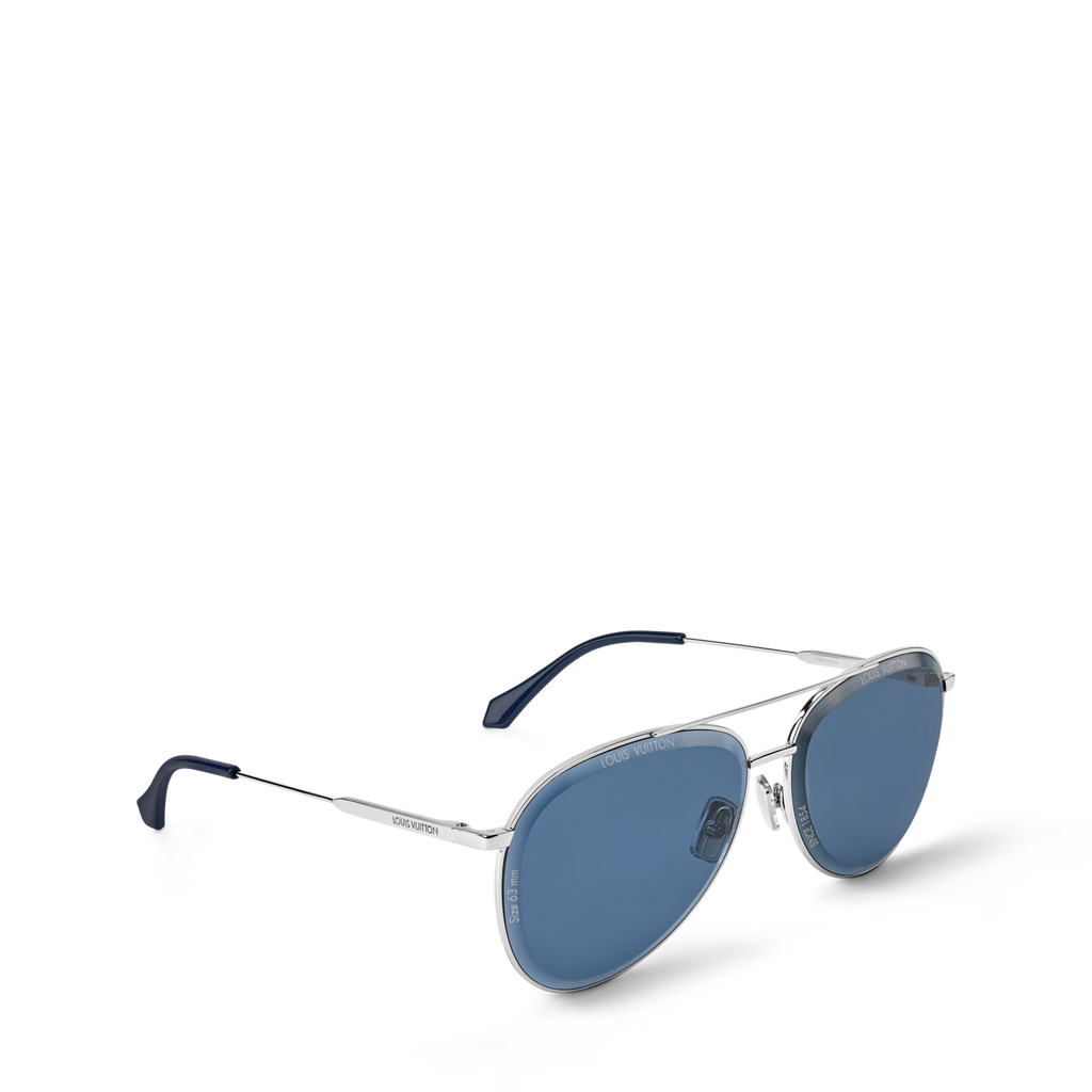 Louis Vuitton Men Pilot Frame Shiny Silver Sunglasses