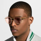 Louis Vuitton Men Round Frame Shiny Gold Sunglasses
