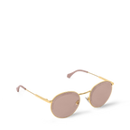 Louis Vuitton Men Round Frame Shiny Gold Sunglasses