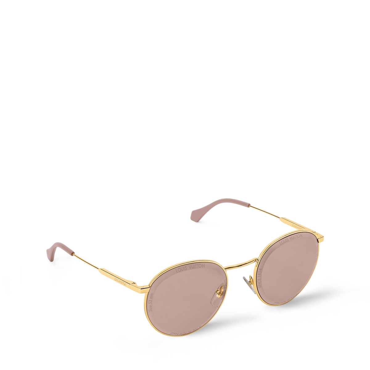 Louis Vuitton Men Round Frame Shiny Gold Sunglasses