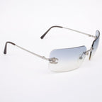 Chanel Coco Rhinestone Rimless Light Blue Sunglasses