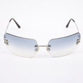 Chanel Coco Rhinestone Rimless Light Blue Sunglasses