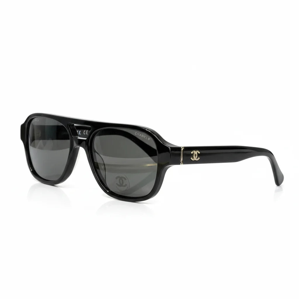 Chanel Rectangular Polarised Black Sunglasses