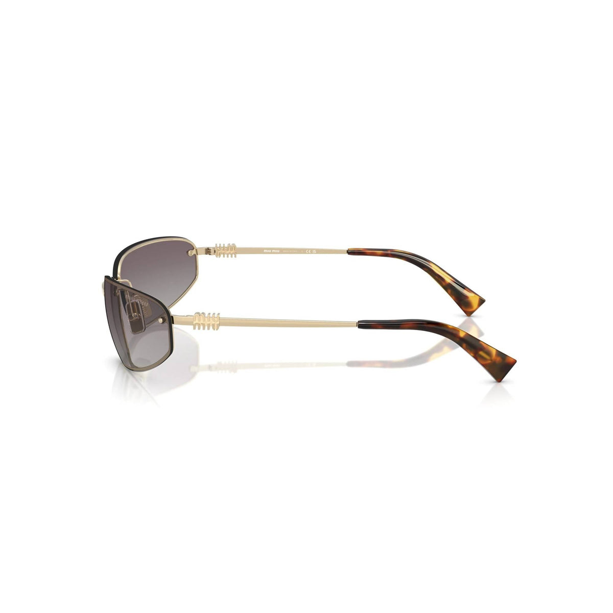 Miu Miu Women MU A50S Rimless Shield Gold / Tortoiseshell & Gradient Grey Sunglasses