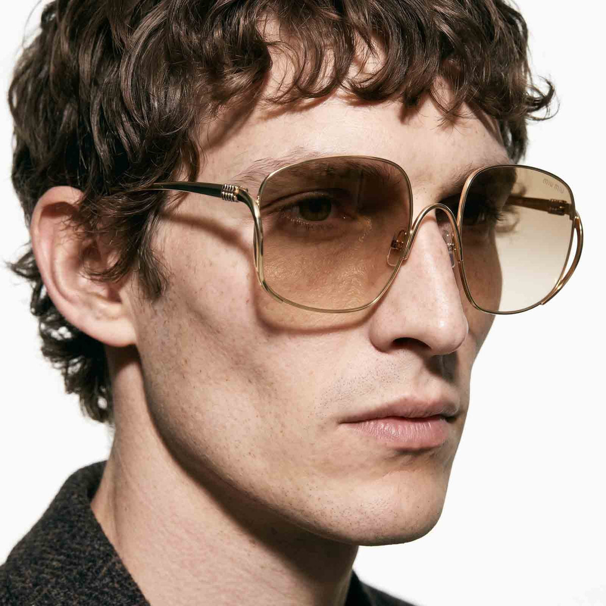Miu Miu Women's MU A57S Oversized Square  Gold / Camomilla Yellow Gradient Sunglasses
