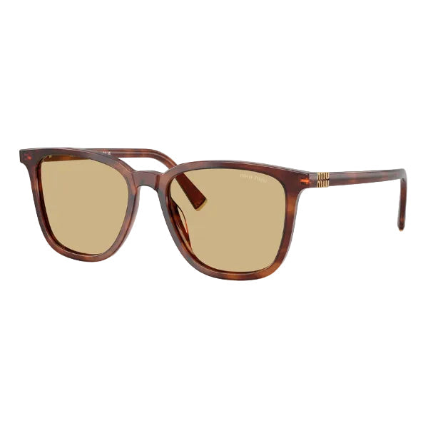 Miu Miu Women Square Striped Tobacco / Yellow Sunglasses