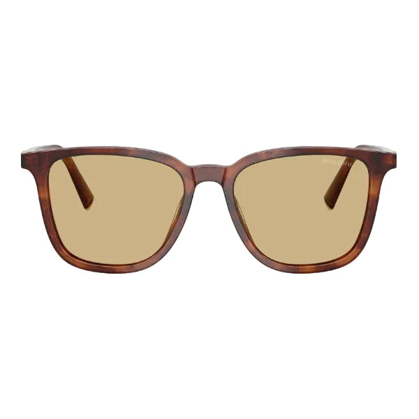 Miu Miu Women Square Striped Tobacco / Yellow Sunglasses