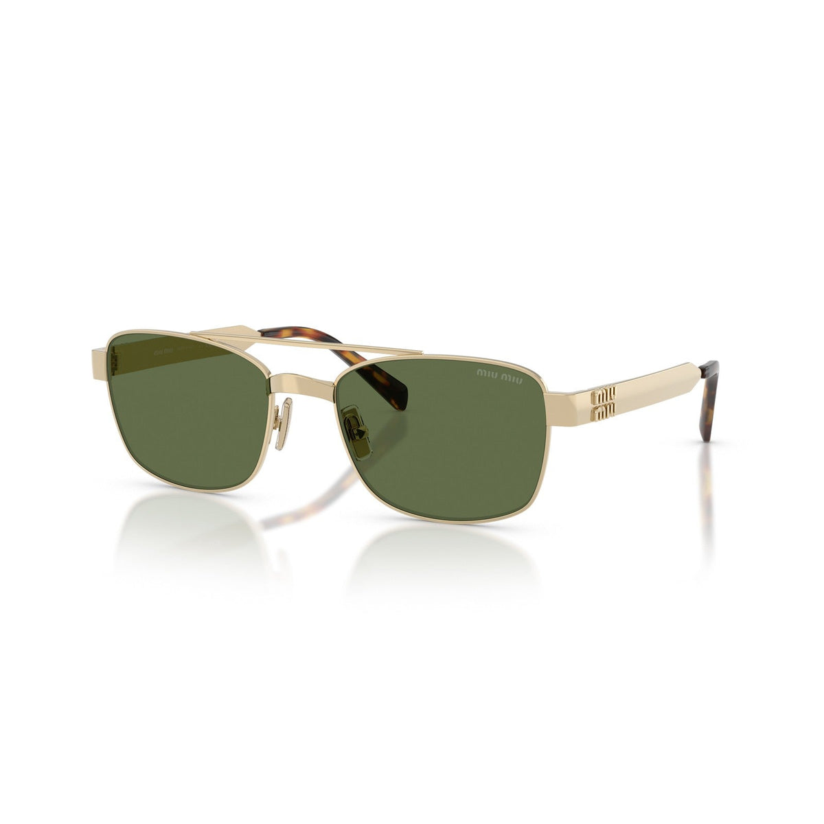 Miu Miu Women / Unisex Double-Bridge Gold / Green Sunglasses