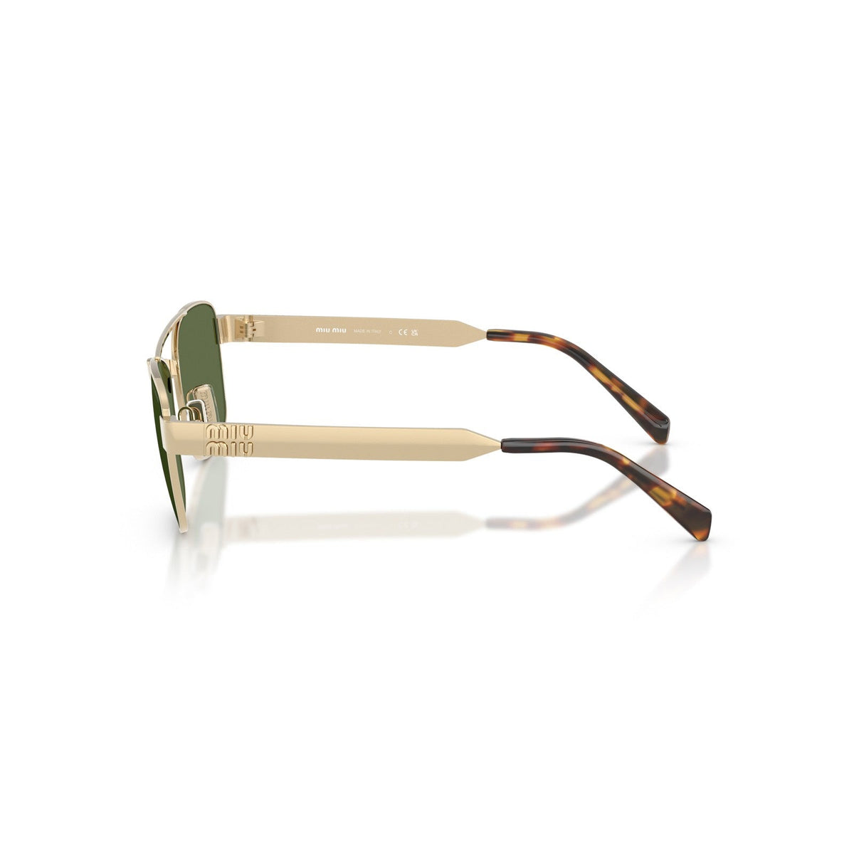 Miu Miu Women / Unisex Double-Bridge Gold / Green Sunglasses