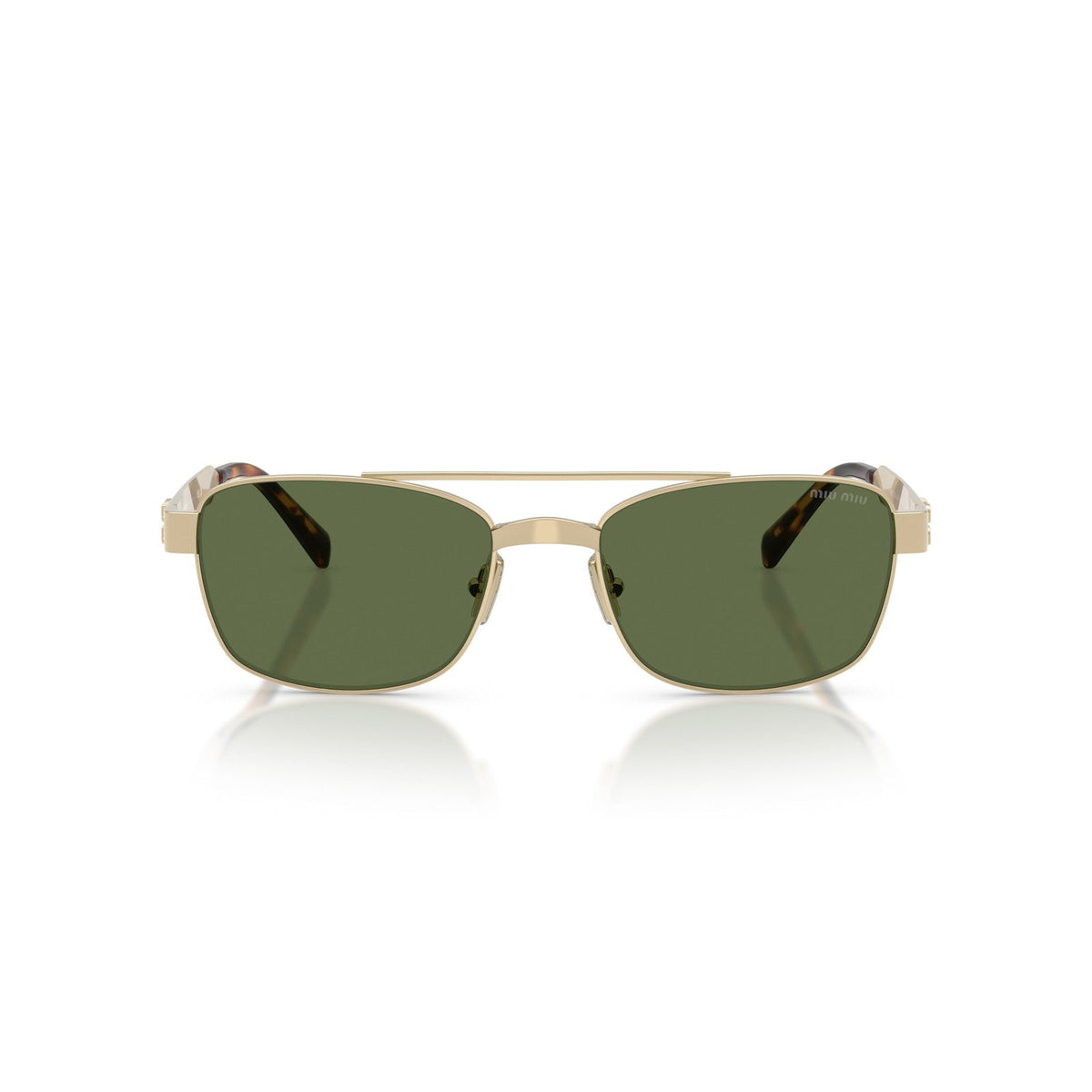 Miu Miu Women / Unisex Double-Bridge Gold / Green Sunglasses 