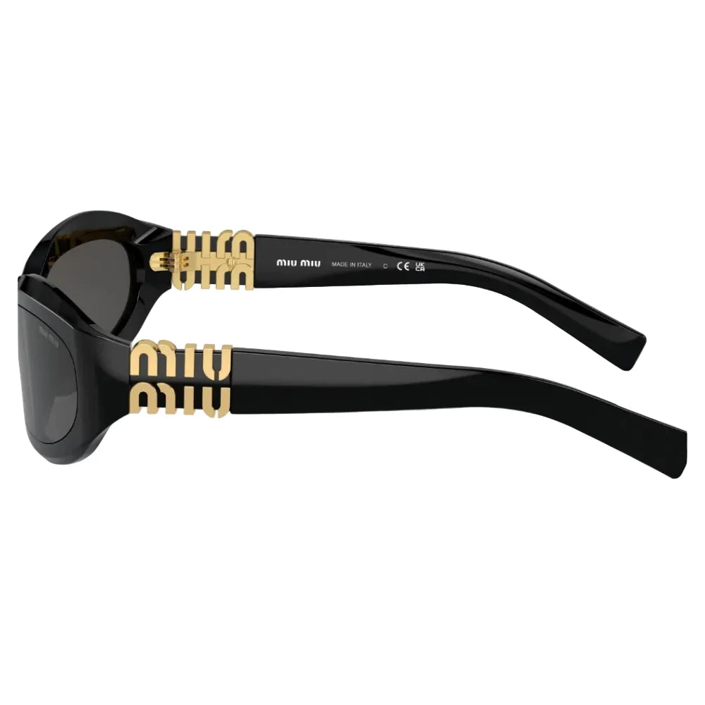 Miu Miu Women Wraparound Black / Grey Sunglasses