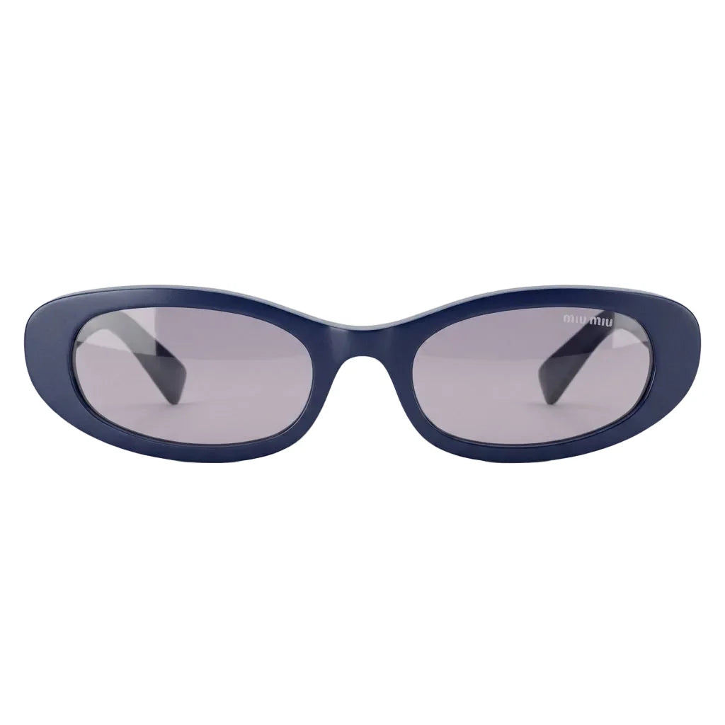 Miu Miu Women MU C02S Oval Glossy Navy Blue / Soft Grey Sunglasses