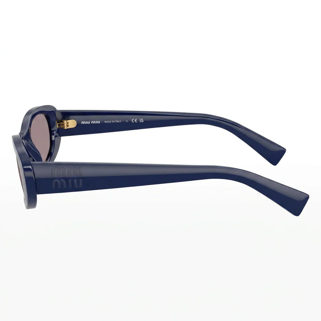 Miu Miu Women MU C02S Oval Glossy Navy Blue / Soft Grey Sunglasses